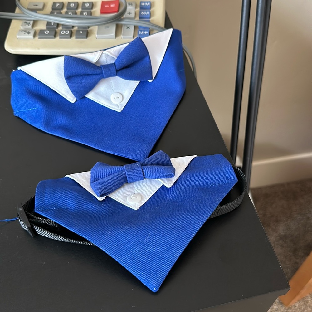 Like new cute tux for dogs adjustable size small and medium